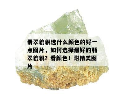 翡翠貔貅选什么颜色的好一点图片，如何选择更好的翡翠貔貅？看颜色！附精美图片