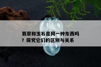 翡翠和玉石是同一种东西吗？探究它们的区别与关系