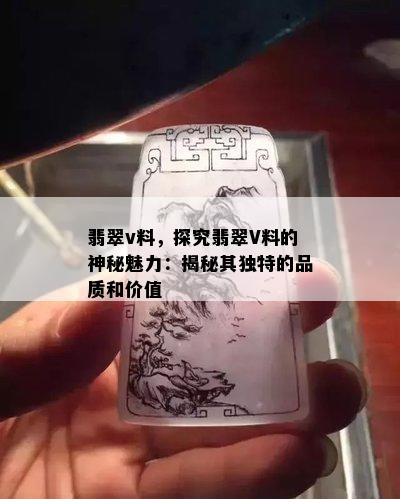 翡翠v料，探究翡翠V料的神秘魅力：揭秘其独特的品质和价值