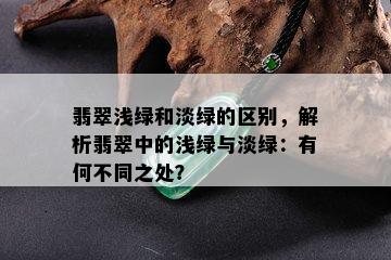 翡翠浅绿和淡绿的区别，解析翡翠中的浅绿与淡绿：有何不同之处？