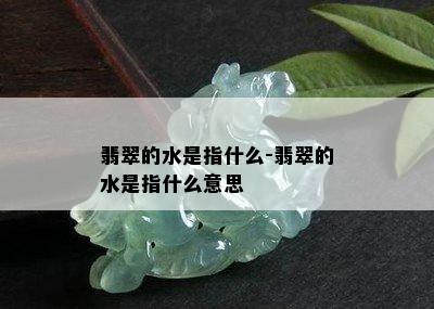 翡翠的水是指什么-翡翠的水是指什么意思