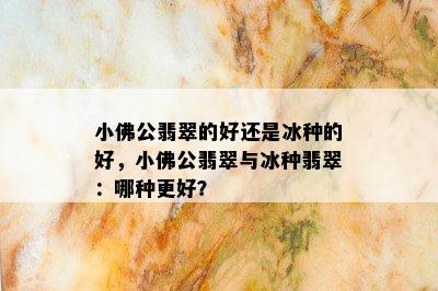 小佛公翡翠的好还是冰种的好，小佛公翡翠与冰种翡翠：哪种更好？