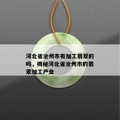 河北省沧州市有加工翡翠的吗，揭秘河北省沧州市的翡翠加工产业