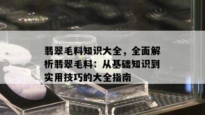 翡翠毛料知识大全，全面解析翡翠毛料：从基础知识到实用技巧的大全指南