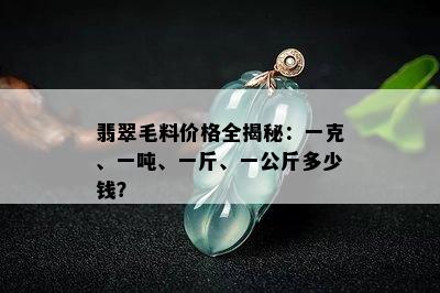 翡翠毛料价格全揭秘：一克、一吨、一斤、一公斤多少钱？