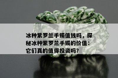 冰种紫罗兰手镯值钱吗，探秘冰种紫罗兰手镯的价值：它们真的值得投资吗？