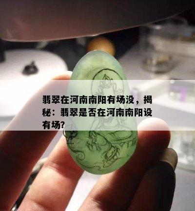 翡翠在河南南阳有场没，揭秘：翡翠是否在河南南阳设有场？