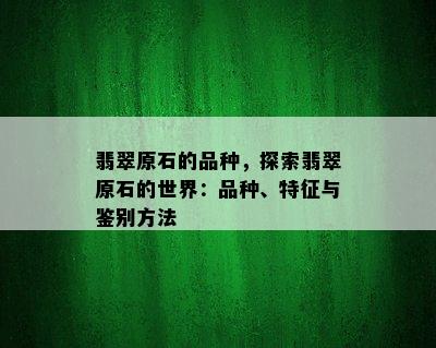 翡翠原石的品种，探索翡翠原石的世界：品种、特征与鉴别方法