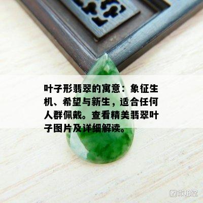 叶子形翡翠的寓意：象征生机、希望与新生，适合任何人群佩戴。查看精美翡翠叶子图片及详细解读。