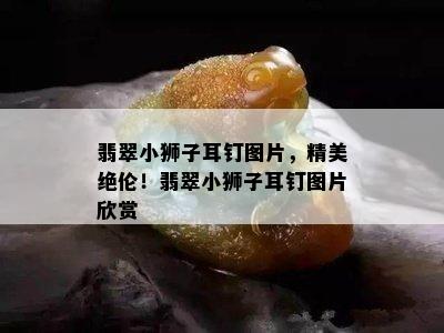 翡翠小狮子耳钉图片，精美绝伦！翡翠小狮子耳钉图片欣赏