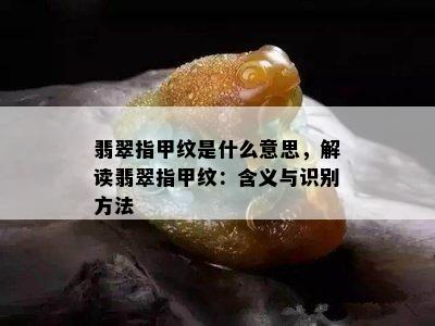 翡翠指甲纹是什么意思，解读翡翠指甲纹：含义与识别方法