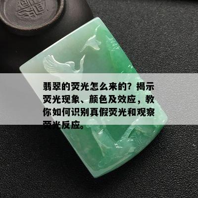 翡翠的荧光怎么来的？揭示荧光现象、颜色及效应，教你如何识别真假荧光和观察荧光反应。