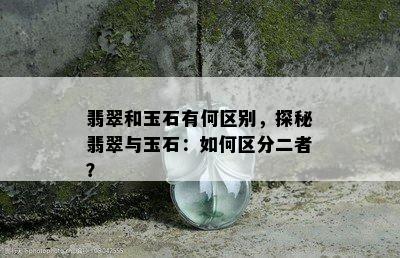 翡翠和玉石有何区别，探秘翡翠与玉石：如何区分二者？