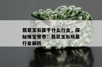 翡翠玉石属于什么行业，探秘珠宝世界：翡翠玉石所属行业解析