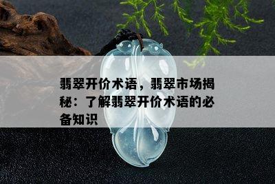 翡翠开价术语，翡翠市场揭秘：了解翡翠开价术语的必备知识