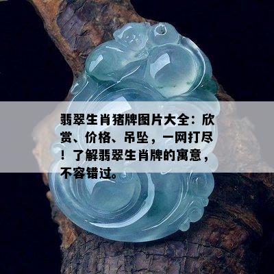 翡翠生肖猪牌图片大全：欣赏、价格、吊坠，一网打尽！了解翡翠生肖牌的寓意，不容错过。