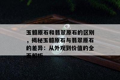 玉髓原石和翡翠原石的区别，揭秘玉髓原石与翡翠原石的差异：从外观到价值的全面解析