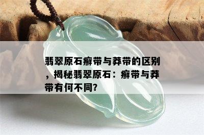 翡翠原石癣带与莽带的区别，揭秘翡翠原石：癣带与莽带有何不同？