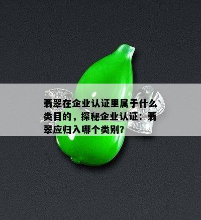 翡翠在企业认证里属于什么类目的，探秘企业认证：翡翠应归入哪个类别？