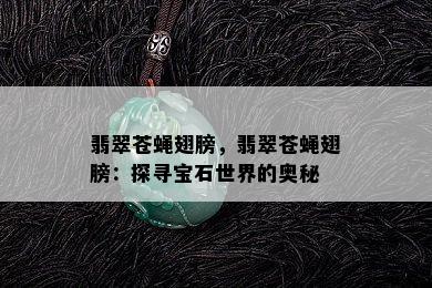 翡翠苍蝇翅膀，翡翠苍蝇翅膀：探寻宝石世界的奥秘