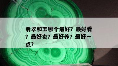 翡翠和玉哪个更好？更好看？更好卖？更好养？更好一点？