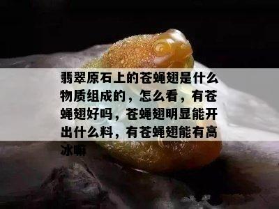 翡翠原石上的苍蝇翅是什么物质组成的，怎么看，有苍蝇翅好吗，苍蝇翅明显能开出什么料，有苍蝇翅能有高冰嘛