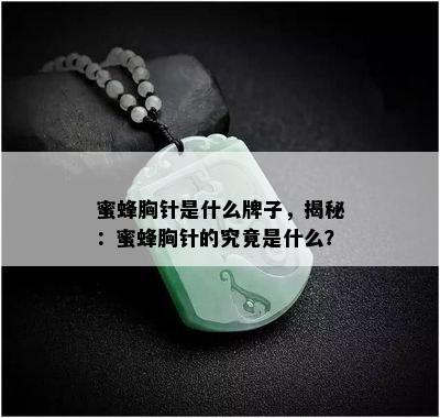 蜜蜂胸针是什么牌子，揭秘：蜜蜂胸针的究竟是什么？