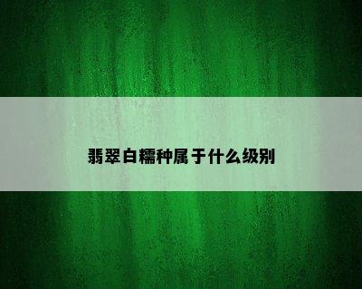 翡翠白糯种属于什么级别