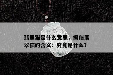 翡翠猫是什么意思，揭秘翡翠猫的含义：究竟是什么？