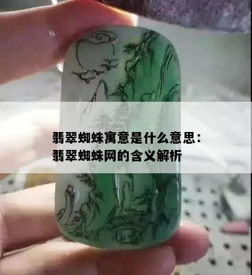 翡翠蜘蛛寓意是什么意思：翡翠蜘蛛网的含义解析