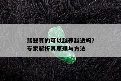 翡翠真的可以越养越透吗？专家解析其原理与方法