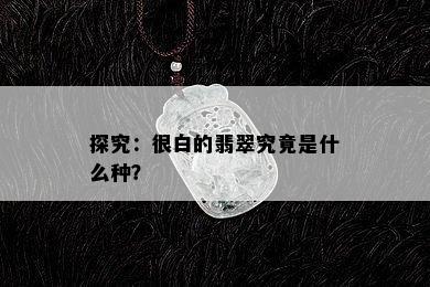 探究：很白的翡翠究竟是什么种？