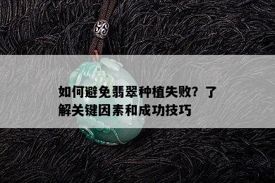 如何避免翡翠种植失败？了解关键因素和成功技巧