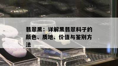 翡翠黑：详解黑翡翠料子的颜色、质地、价值与鉴别方法