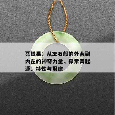 菩提果：从玉石般的外表到内在的神奇力量，探索其起源、特性与用途