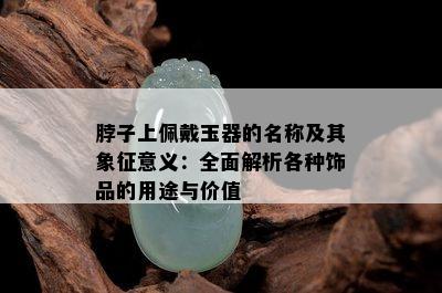 脖子上佩戴玉器的名称及其象征意义：全面解析各种饰品的用途与价值