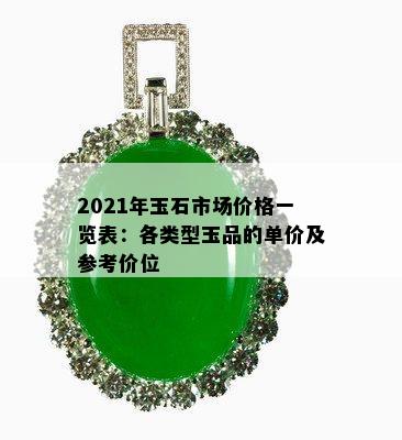 2021年玉石市场价格一览表：各类型玉品的单价及参考价位