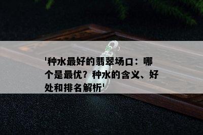 '种水更好的翡翠场口：哪个是更优？种水的含义、好处和排名解析'