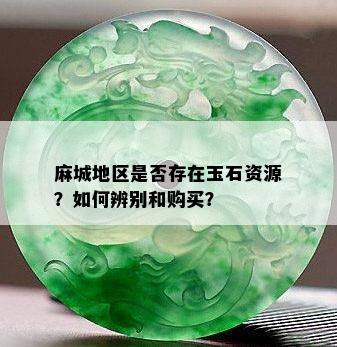 麻城地区是否存在玉石资源？如何辨别和购买？