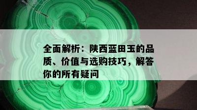 全面解析：陕西蓝田玉的品质、价值与选购技巧，解答你的所有疑问