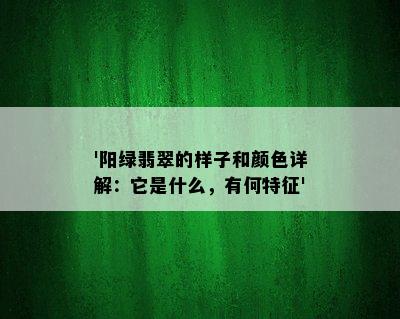 '阳绿翡翠的样子和颜色详解：它是什么，有何特征'