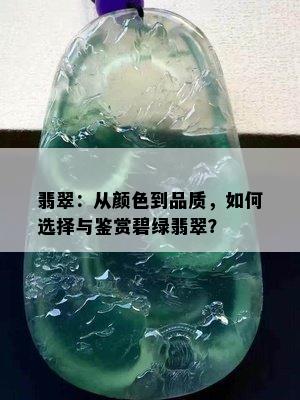 翡翠：从颜色到品质，如何选择与鉴赏碧绿翡翠？