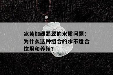 冰黄加绿翡翠的水质问题：为什么这种组合的水不适合饮用和养殖？