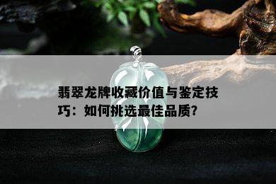 翡翠龙牌收藏价值与鉴定技巧：如何挑选更佳品质？