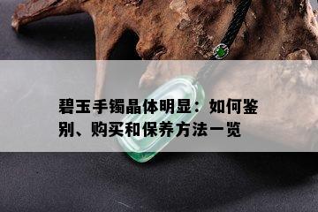 碧玉手镯晶体明显：如何鉴别、购买和保养方法一览