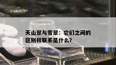 天山翠与雪翠：它们之间的区别和联系是什么？