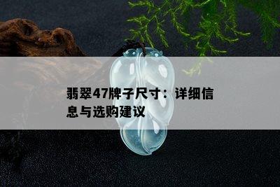 翡翠47牌子尺寸：详细信息与选购建议