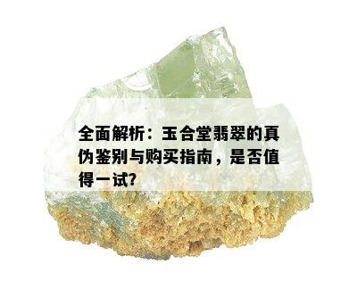 全面解析：玉合堂翡翠的真伪鉴别与购买指南，是否值得一试？