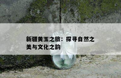 新疆黄玉之旅：探寻自然之美与文化之韵