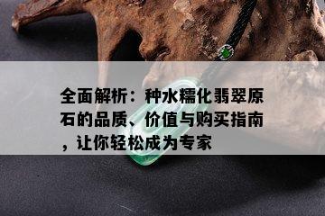 全面解析：种水糯化翡翠原石的品质、价值与购买指南，让你轻松成为专家